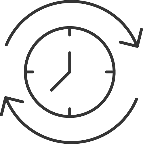 Icon of circular arrows around a clock