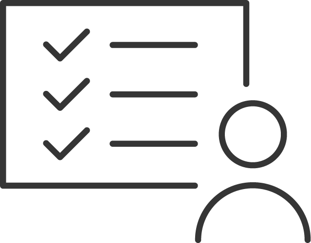 Icon of person in front of a list