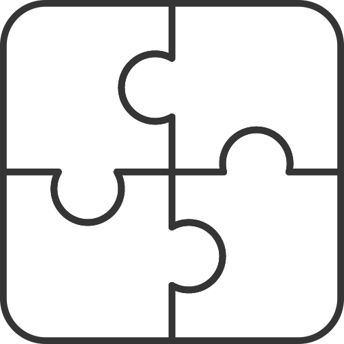Icon of four puzzle pieces fitting together